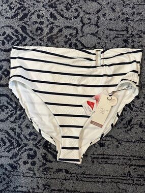 NWT CALIA SWIM High-Waist Striped Women's Swim Bottoms - White/Black SIZE XXL
